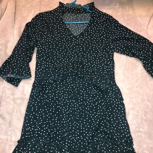 Green pol-a-dot dress